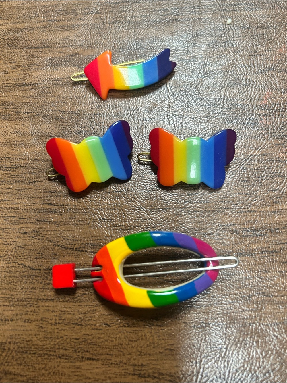 Vintage Rainbow Kids Hair Clip Set - Colorful Butterfly & Arrow Designs